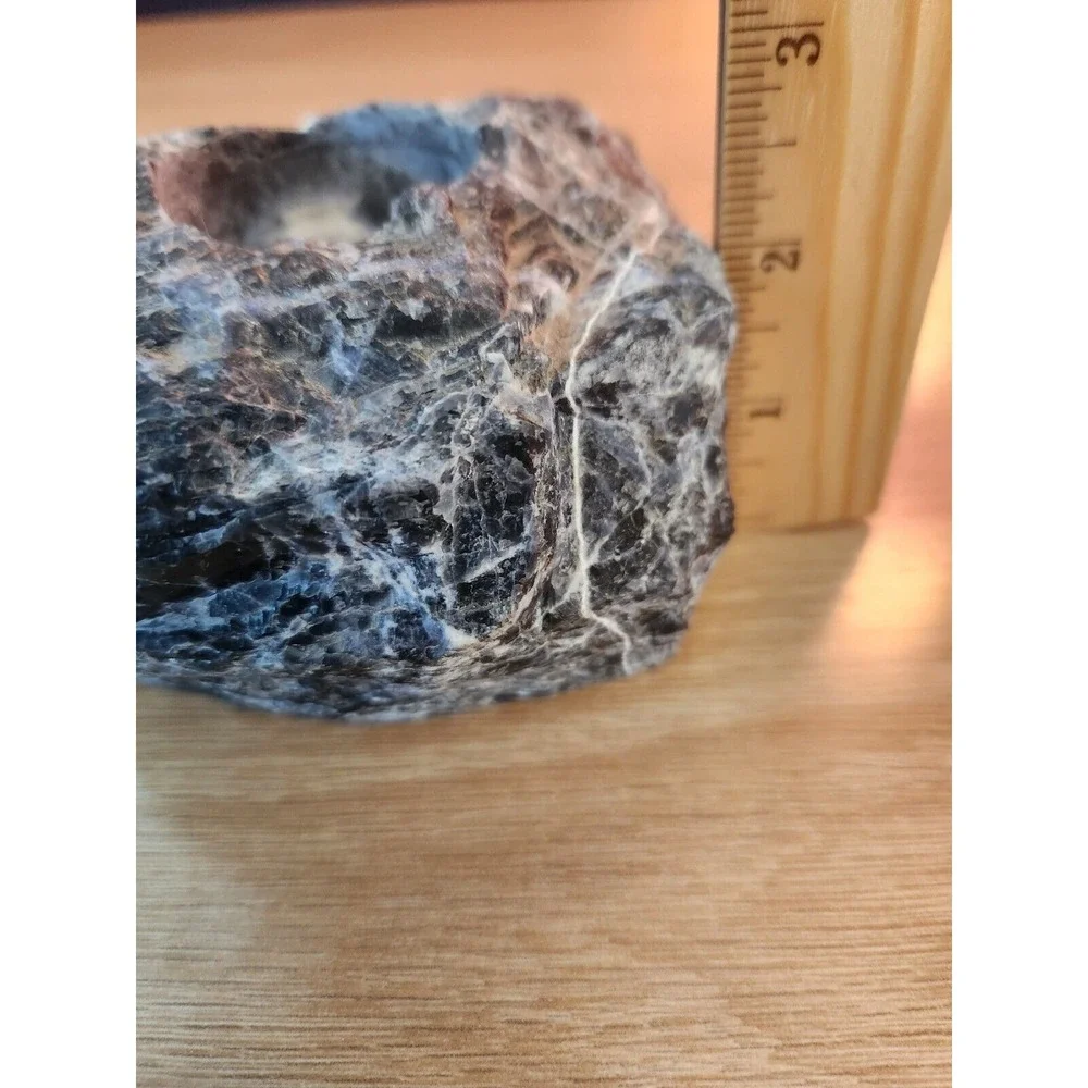 Natural Rough Stone‎ Sodalite Tealight Candle Holder Unique Nature Rock